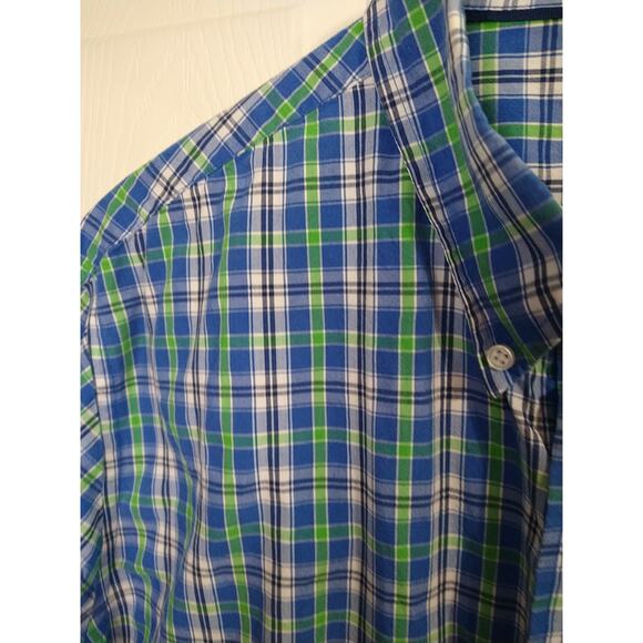 Croft&Barrow Men's XL Shirt Blue Green Plaid Collared Button Shirt Sleeve - Picture 4 of 10